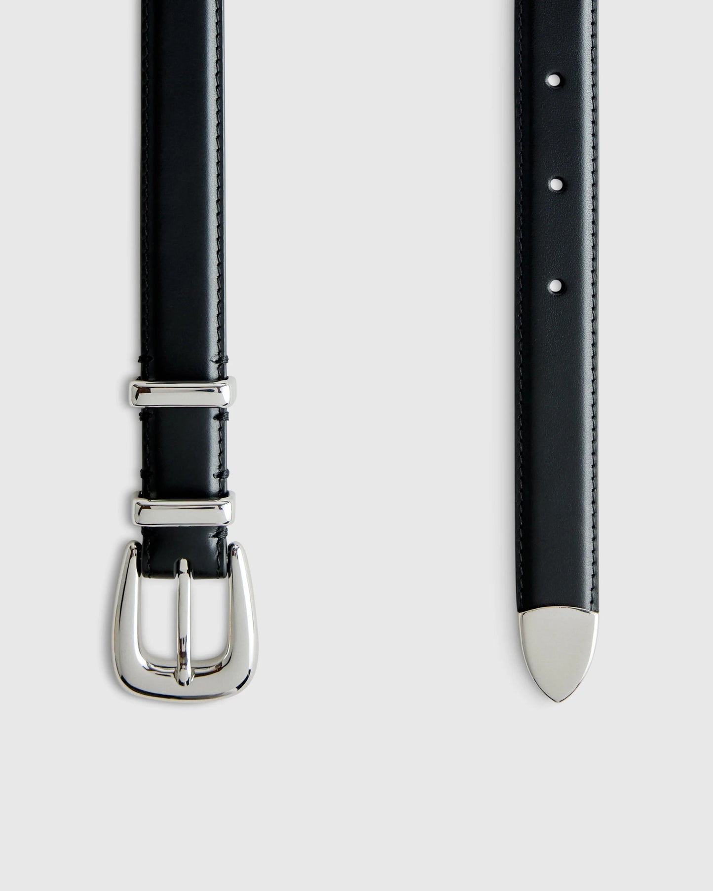 Lola European Leather Western Skinny Belt - XS / Black/Gold