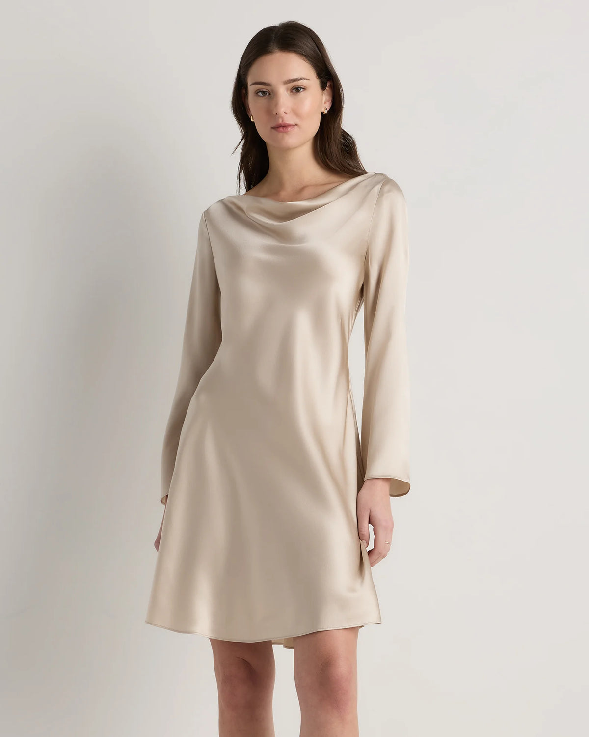 100% Washable Silk Long Sleeve Mini Dress - XS / Wine Tasting Red