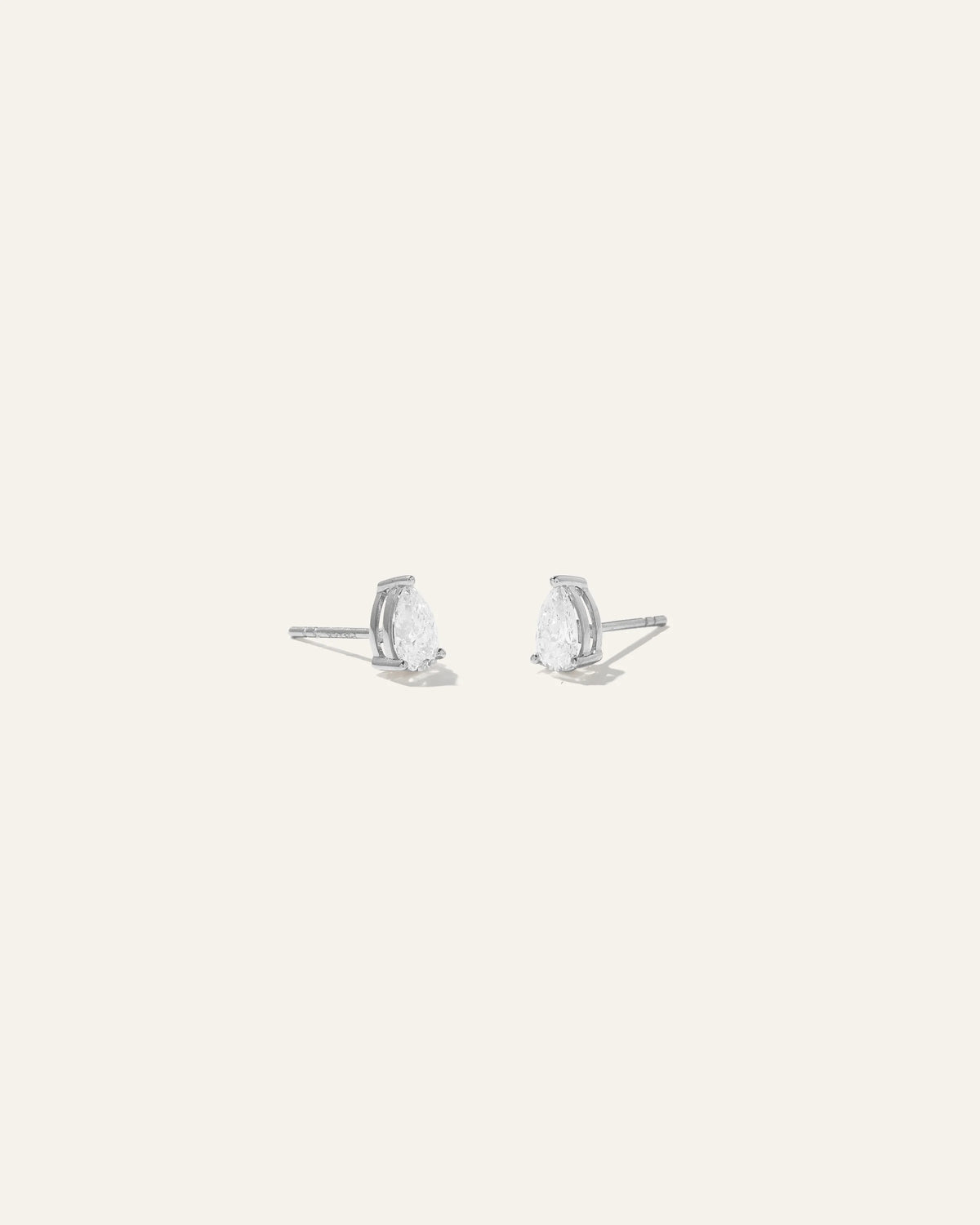 14k Gold Lab Grown Diamond Pear Solitaire Studs - 1ctw - One Size / White Gold