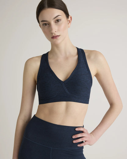 Ultra-Soft V-Neck Racerback Bra - XS / Heather Black