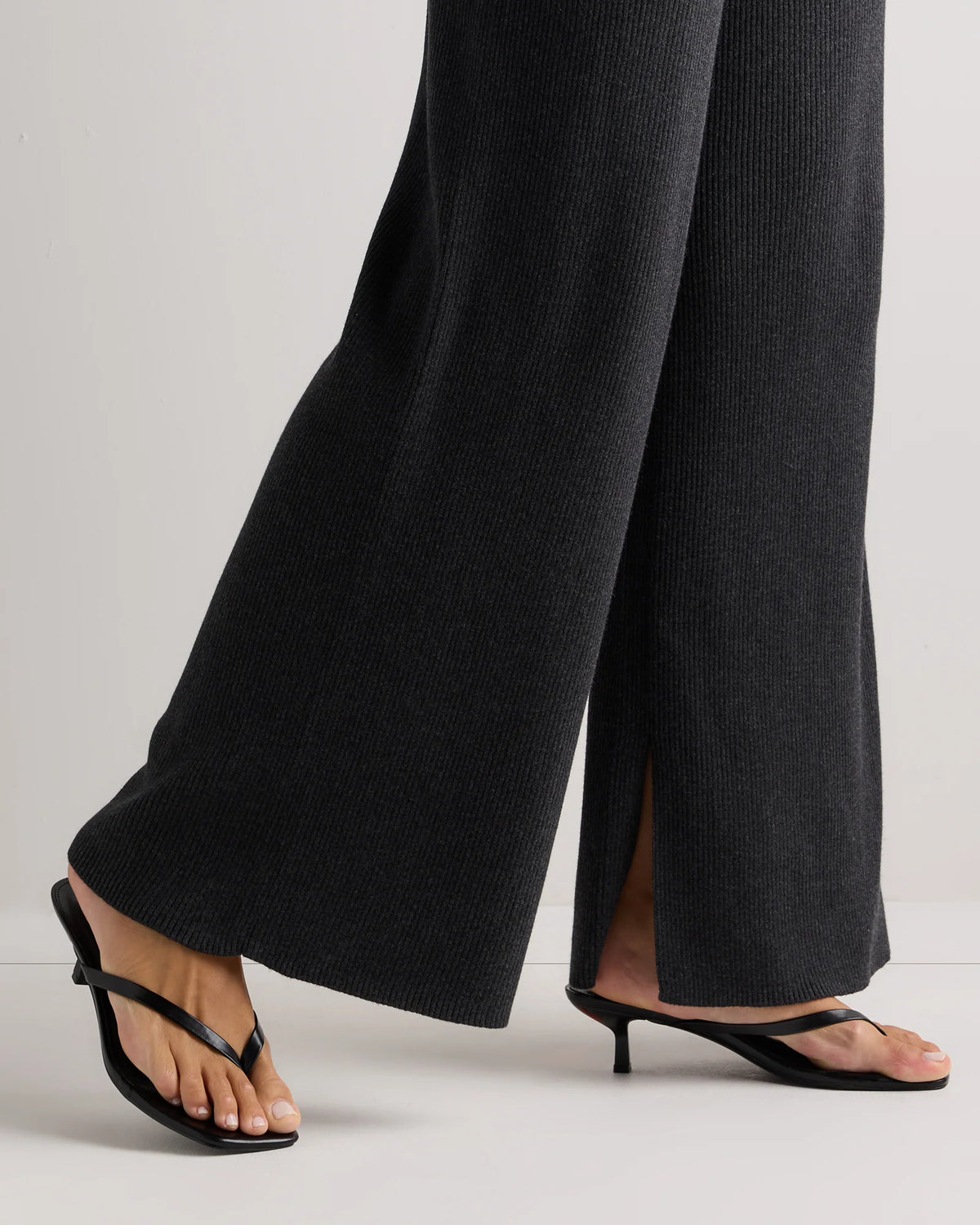 Cotton Cashmere Maternity Wide Leg Pants - XS / Heather Charcoal