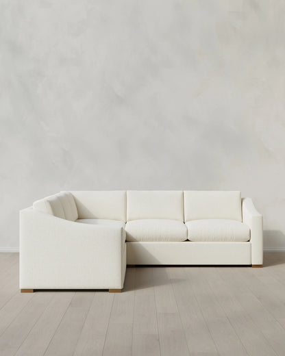 Hollis Slope Arm L Sectional in Performance Chenille Linen Blend - 110x110 / Snow