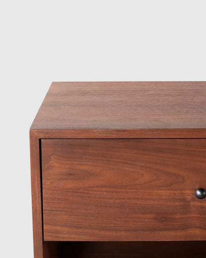 Solid Wood Platform 1-Drawer Nightstand - One Size / Walnut Brown