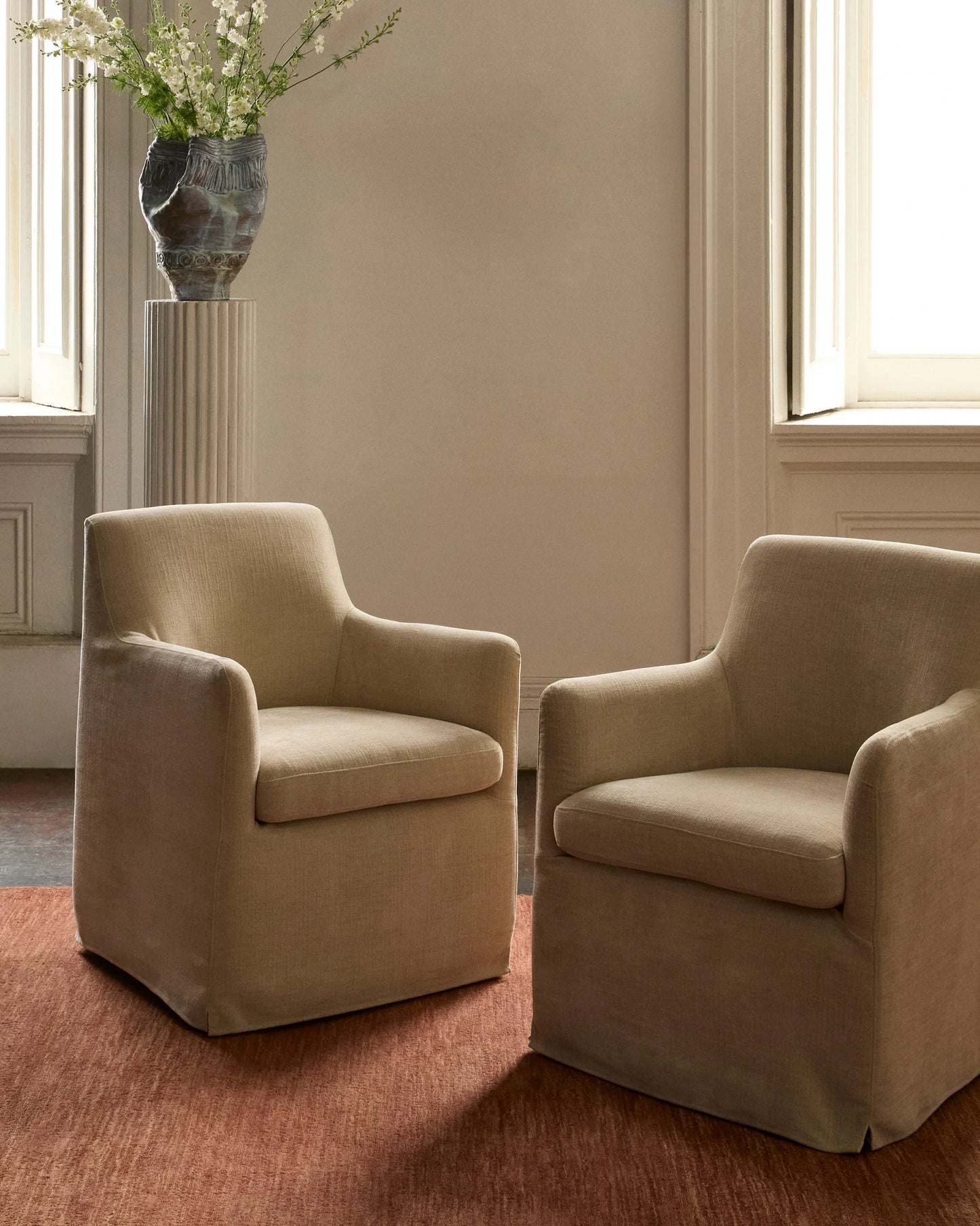 Performance Chenille Curved Back Dining Chair - One Size / Natural