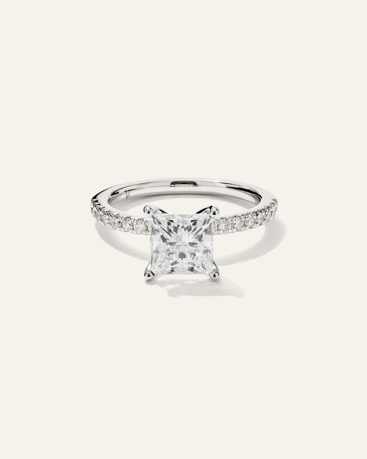 Lab Grown Diamond Princess Petite Pave Engagement Ring - 2ct - 4 / Yellow Gold