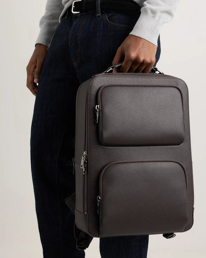 Italian Saffiano Laptop Backpack - One Size / Hickory