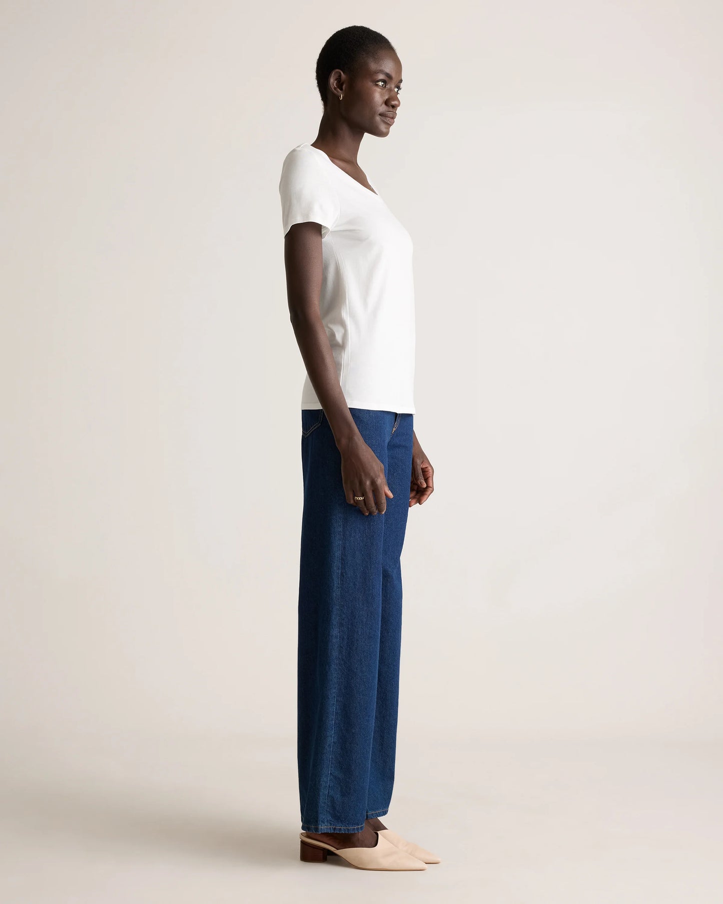 Cotton Modal Scoop Neck Tee - XS / Navy