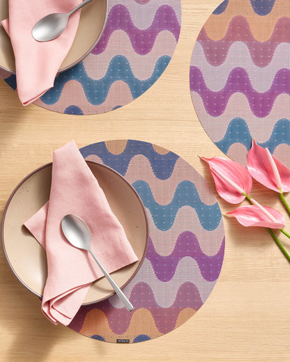 Wiggle Easy-Care Round Placemat, Set of 4 by Chilewich - One Size / Heatwave