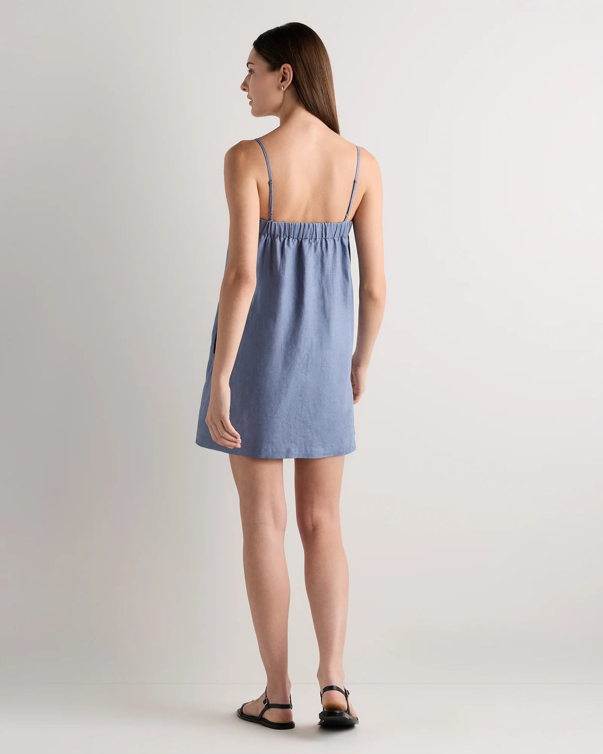 100% European Linen Mini Skort Dress - XS / Moonstone Blue