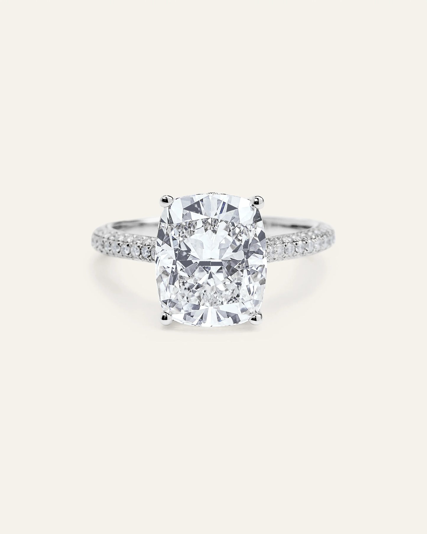 Lab Grown Diamond Elongated Cushion Pave Cathedral Engagement Ring - 5ct - 4 / Yellow Gold