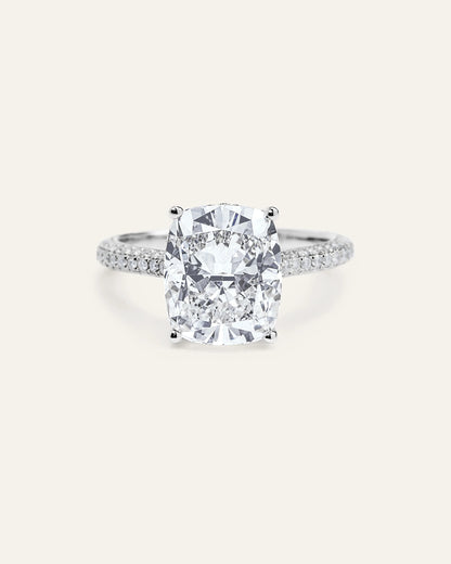 Lab Grown Diamond Elongated Cushion Pave Cathedral Engagement Ring - 5ct - 4 / Yellow Gold