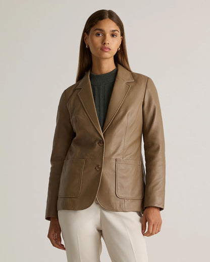 100% Leather Blazer - XS / Rich Brown