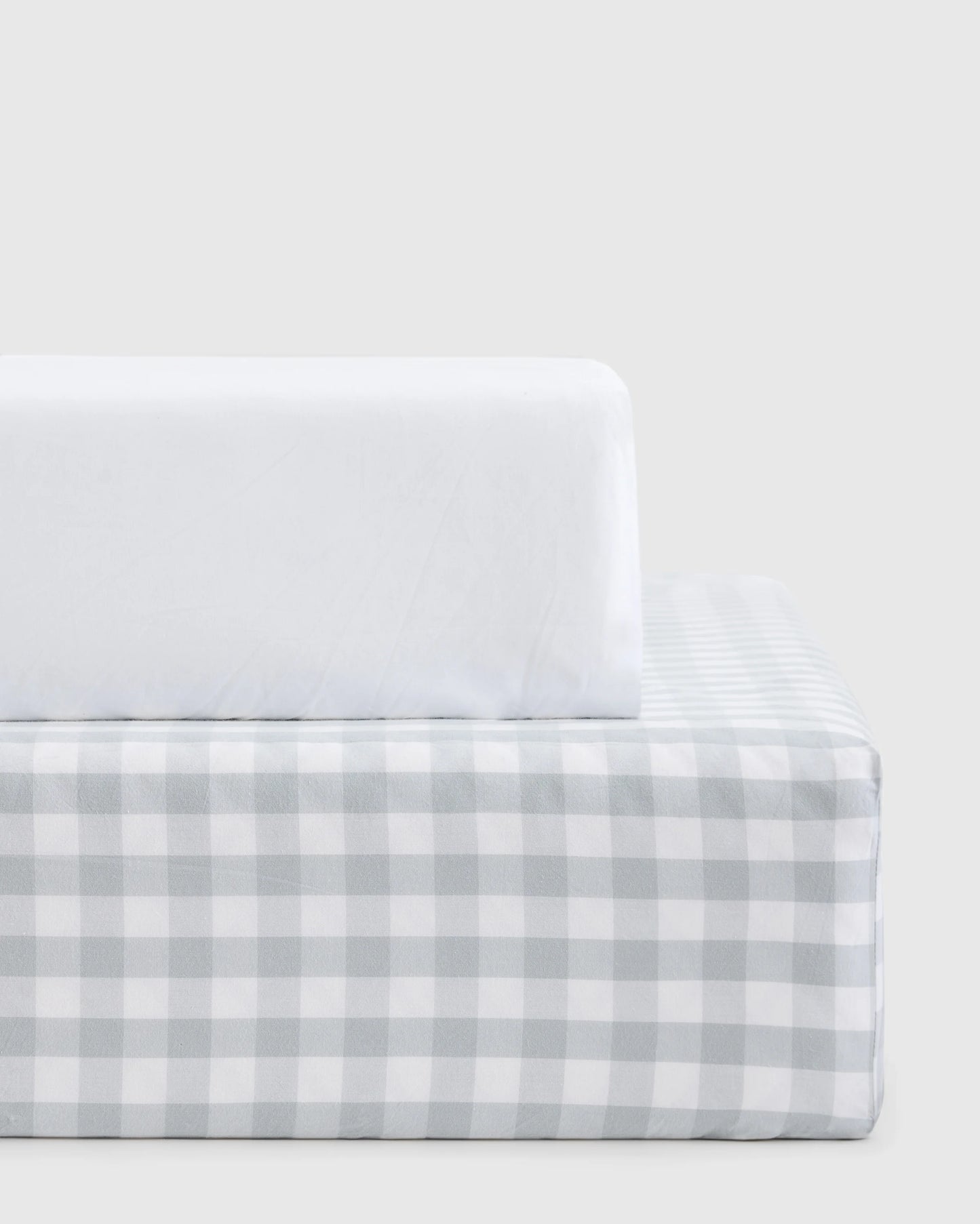 Organic Percale Gingham Crib Sheet 2-Pack - One Size / Blue Fog