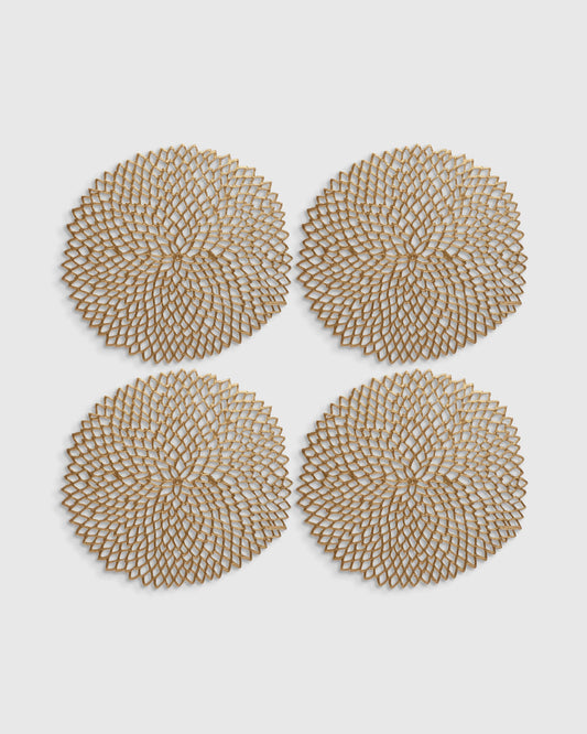 Pressed Dahlia Placemats, Set of 4 by Chilewich - One Size / Brass