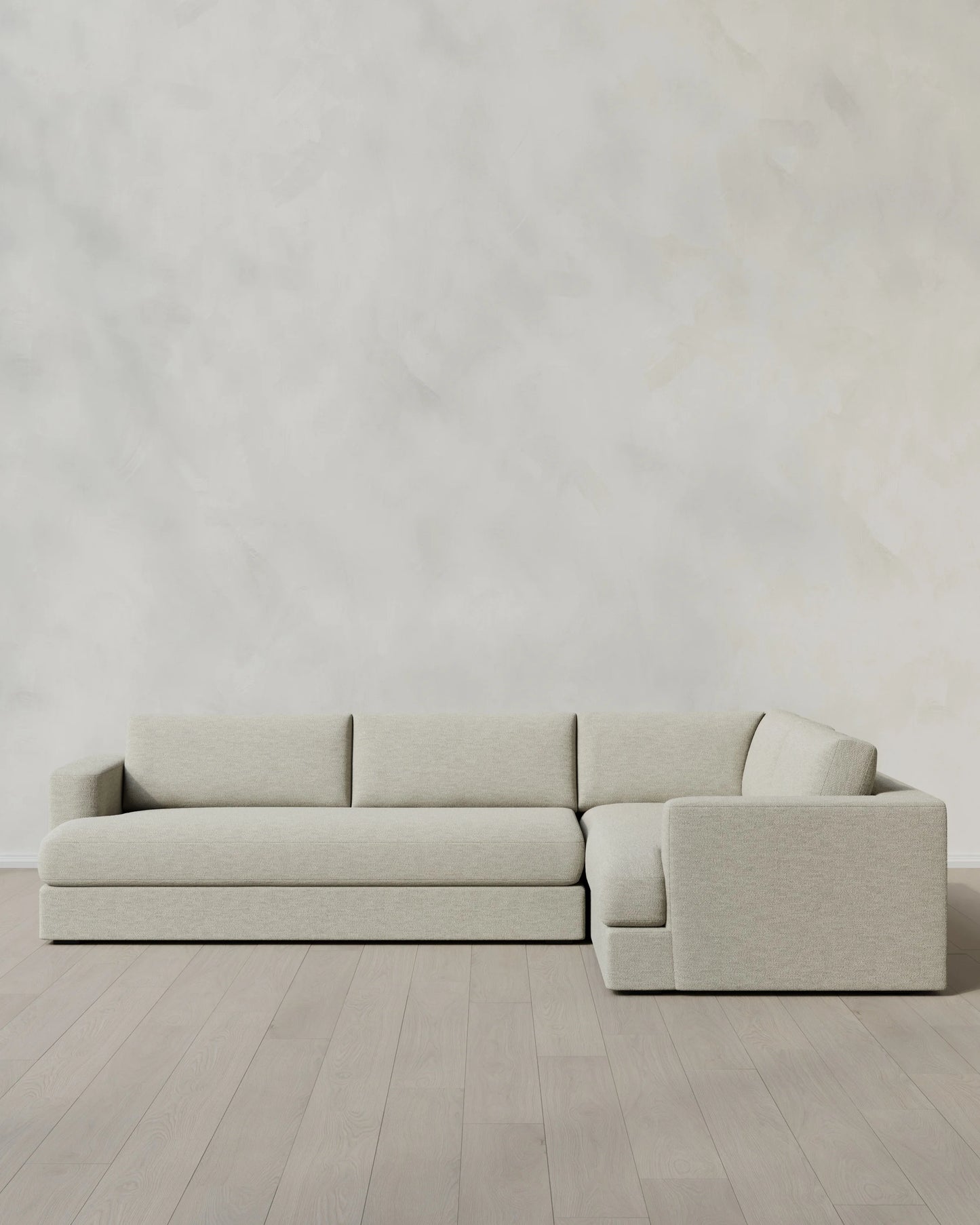 Sierra Curved Arm L Sectional in Performance Basketweave - Right Arm / Fog