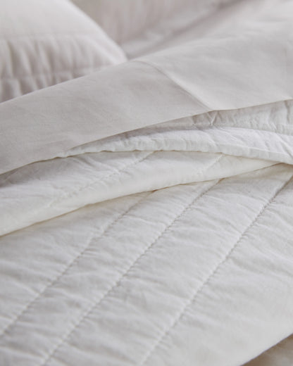 Organic Cotton Stripe Stitch Quilt - Twin / Light Blue