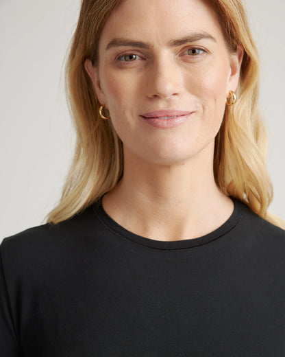 Stretch Cotton Jersey Long Sleeve Bodysuit - XS / Soft White