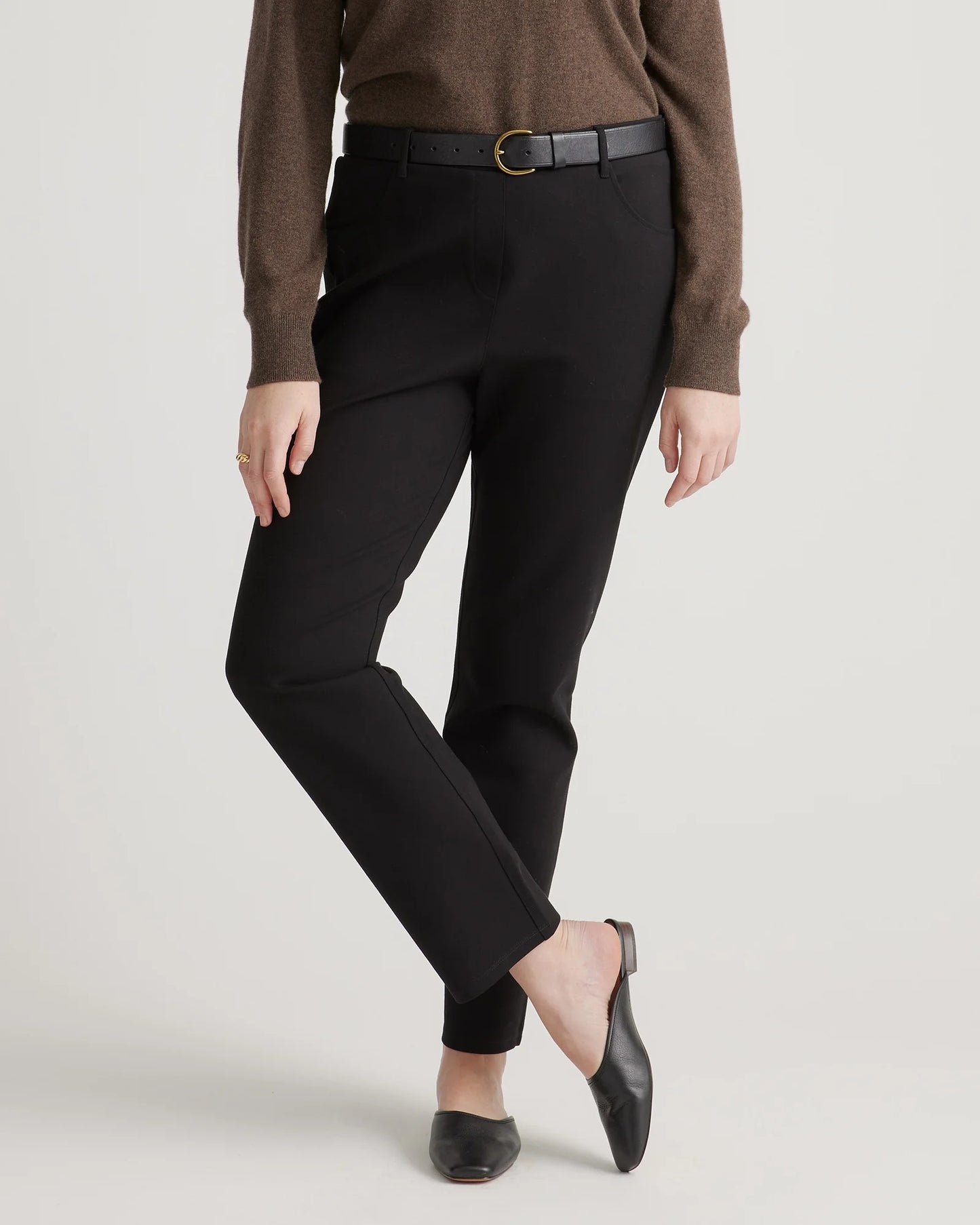 Ultra-Stretch Ponte Straight Leg 4-Pocket Pants - XS / Navy