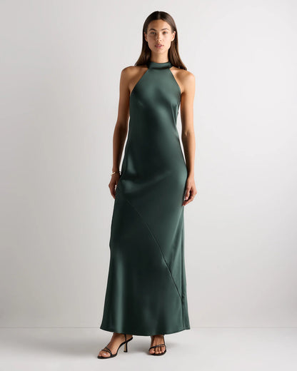 Catalina Stretch Satin Dress - 0 / Garden Sage Green