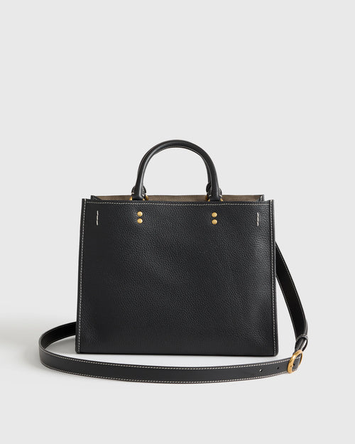 Italian Leather Medium Convertible Satchel - One Size / Black
