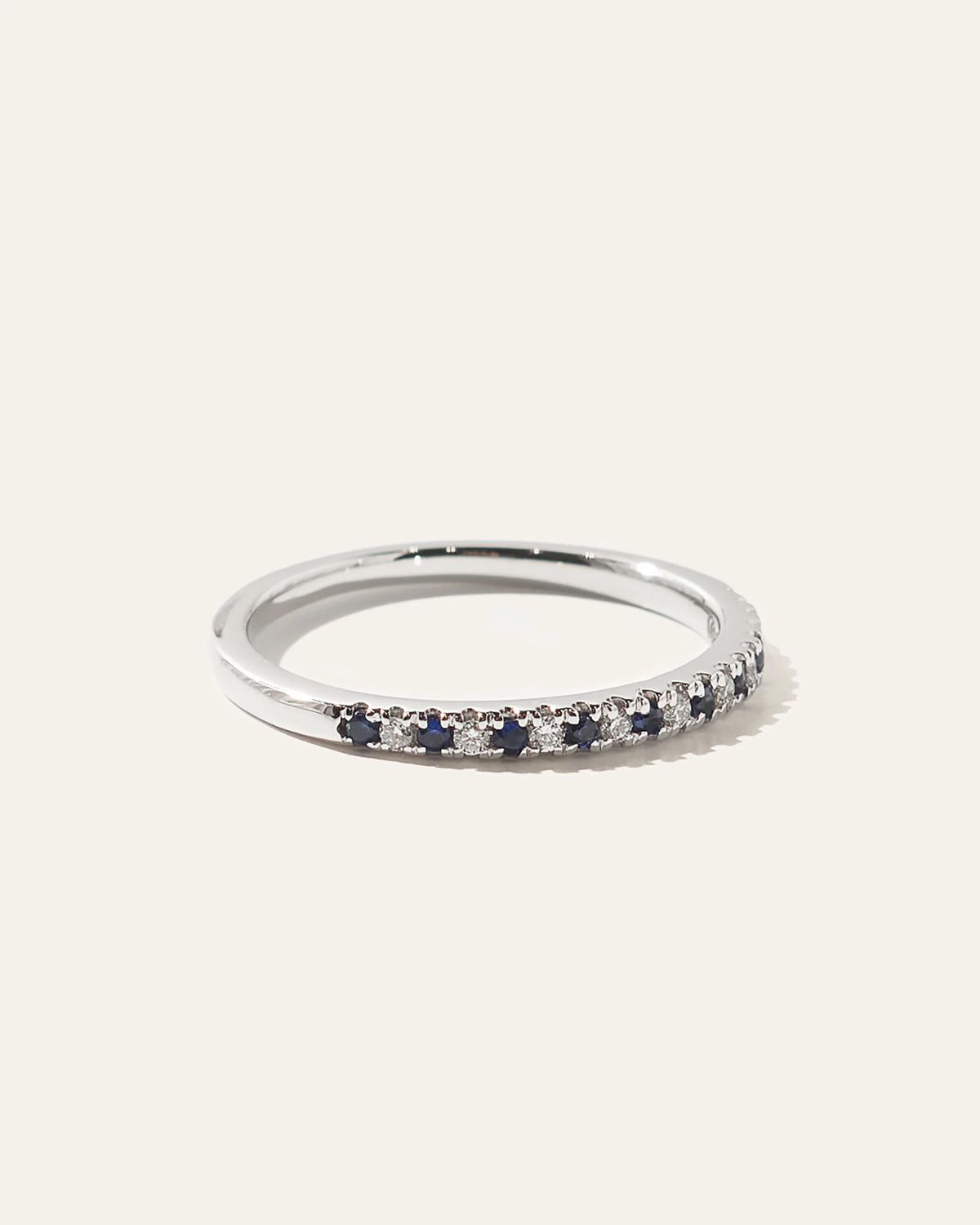 14K Gold Pave Diamond and Gemstone Band - 4 / White Gold