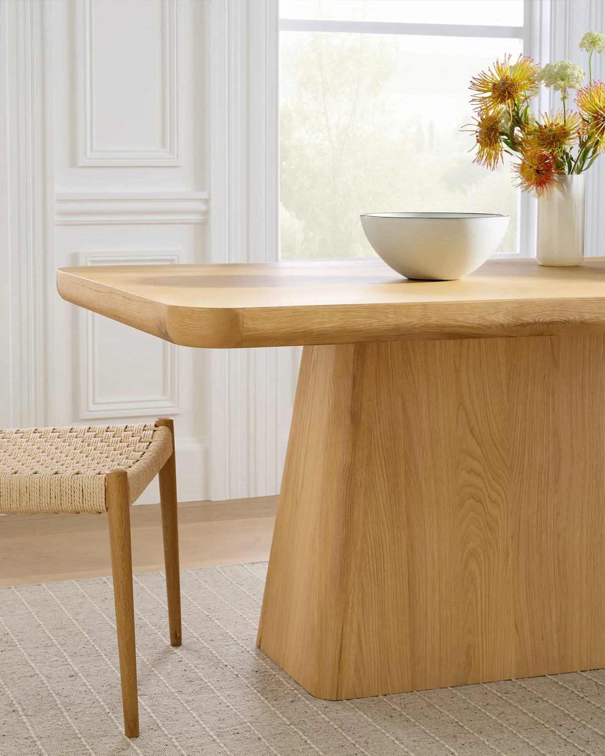 Rustic Oak Plinth Dining Table - 71" / Natural