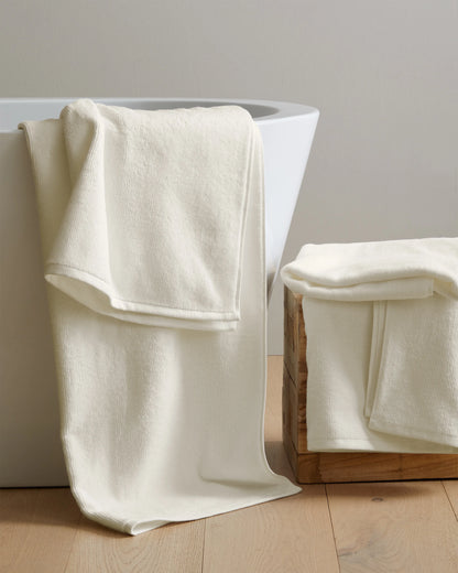 Turkish Ribbed Quick Dry Bath Towel Bundle - One Size / White