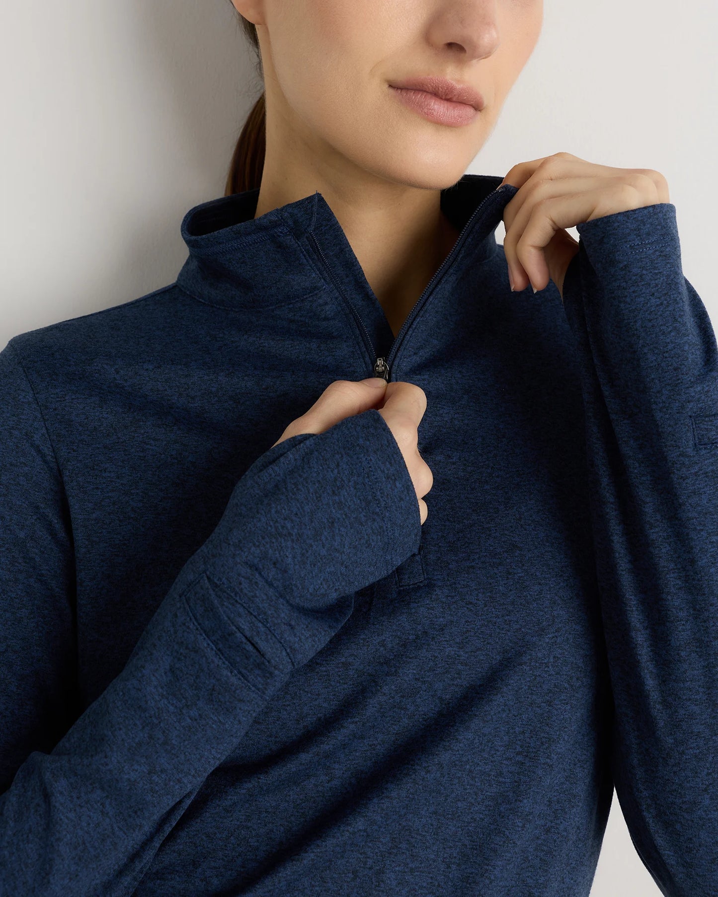 Flowknit Quarter-Zip Pullover - XS / Heather Deep Navy