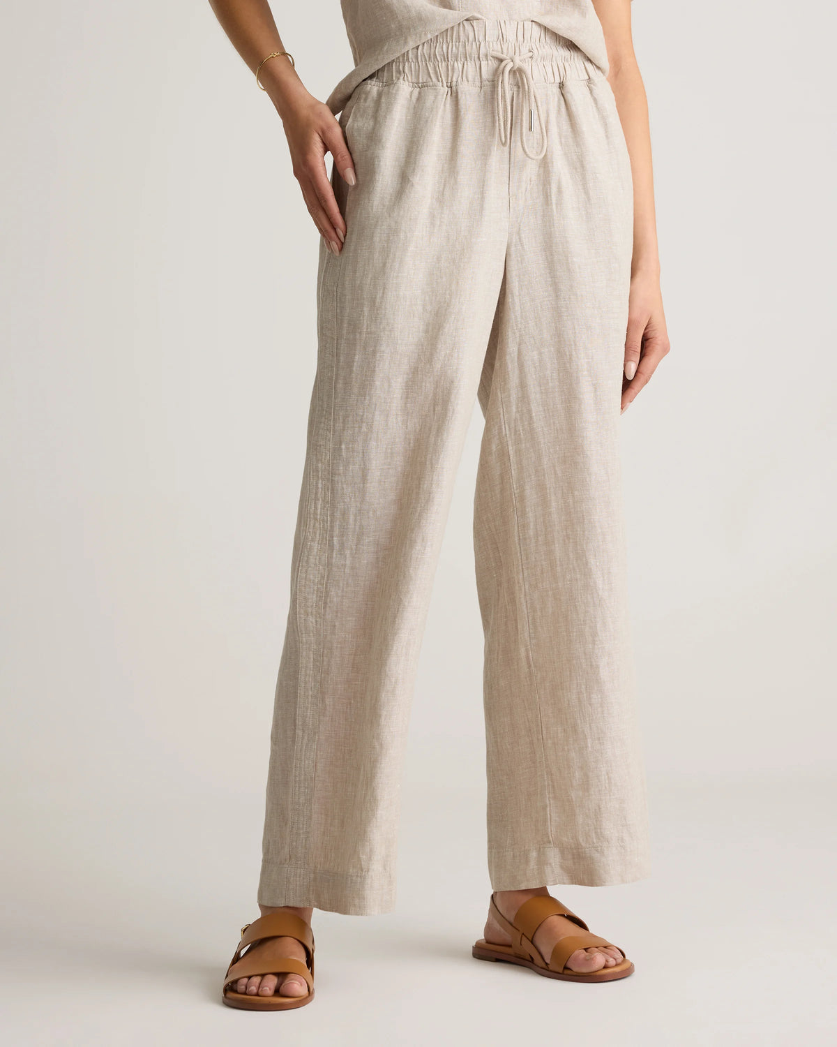 100% European Linen Wide Leg Pants - XS / Flax