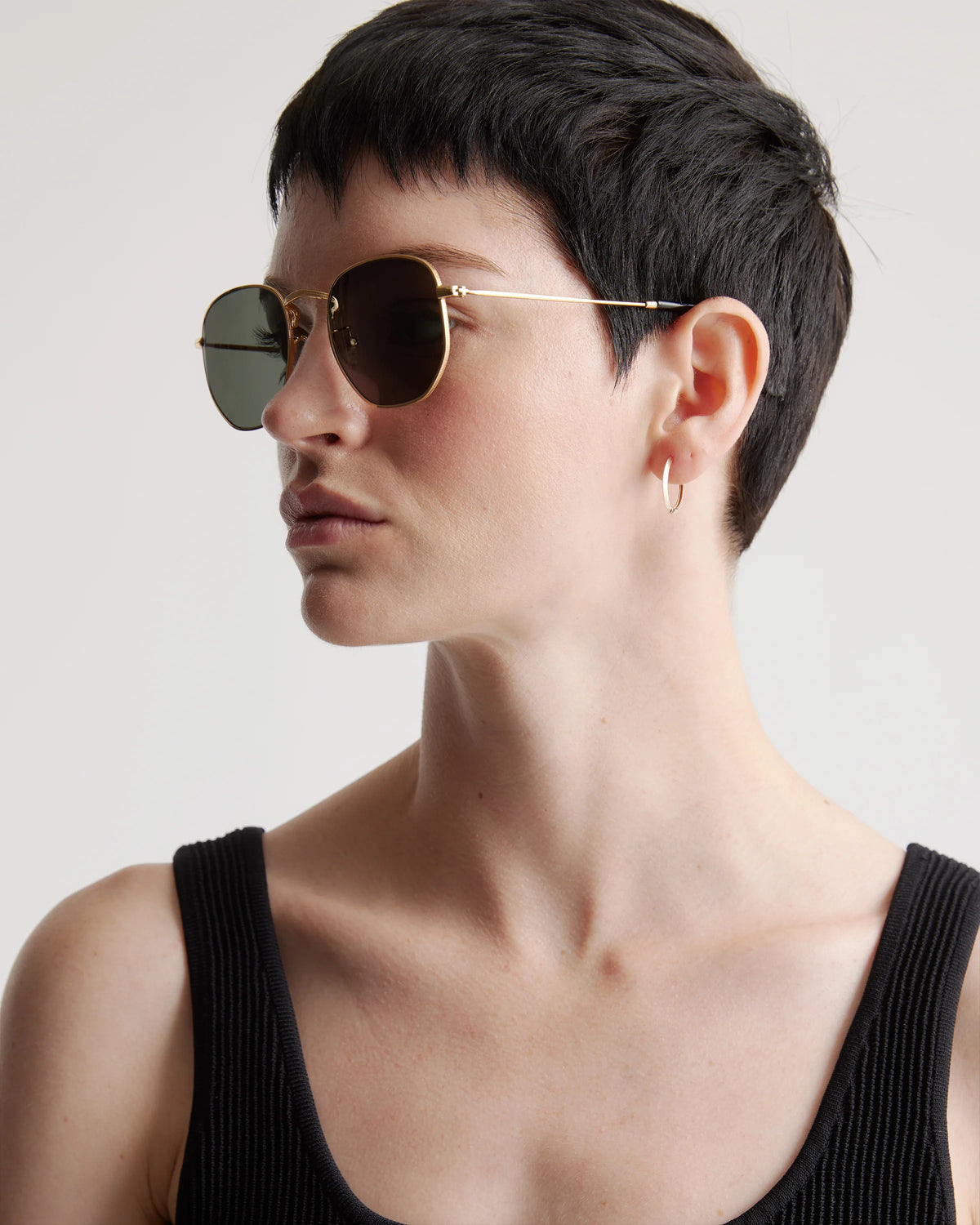 Leighton Polarized Stainless Steel Sunglasses - One Size / Gold with Green lens