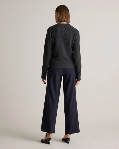 Mongolian Cashmere Collared Cardigan - XS / Heather Charcoal