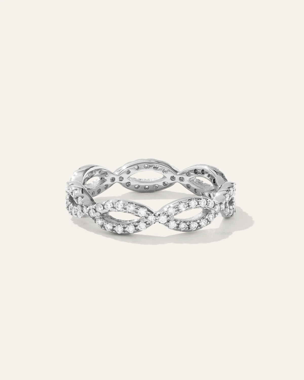 14K Gold Diamond Infinity Band - 4 / White Gold