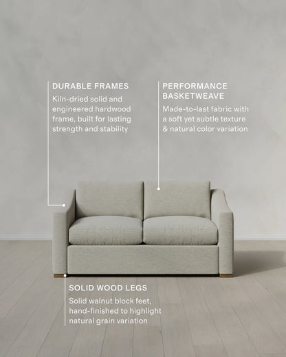 Hollis Slope Arm Sofa in Performance Basketweave - 72" / Flax
