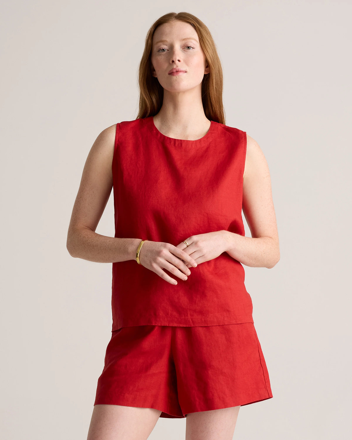 100% European Linen Tank - XS / Black
