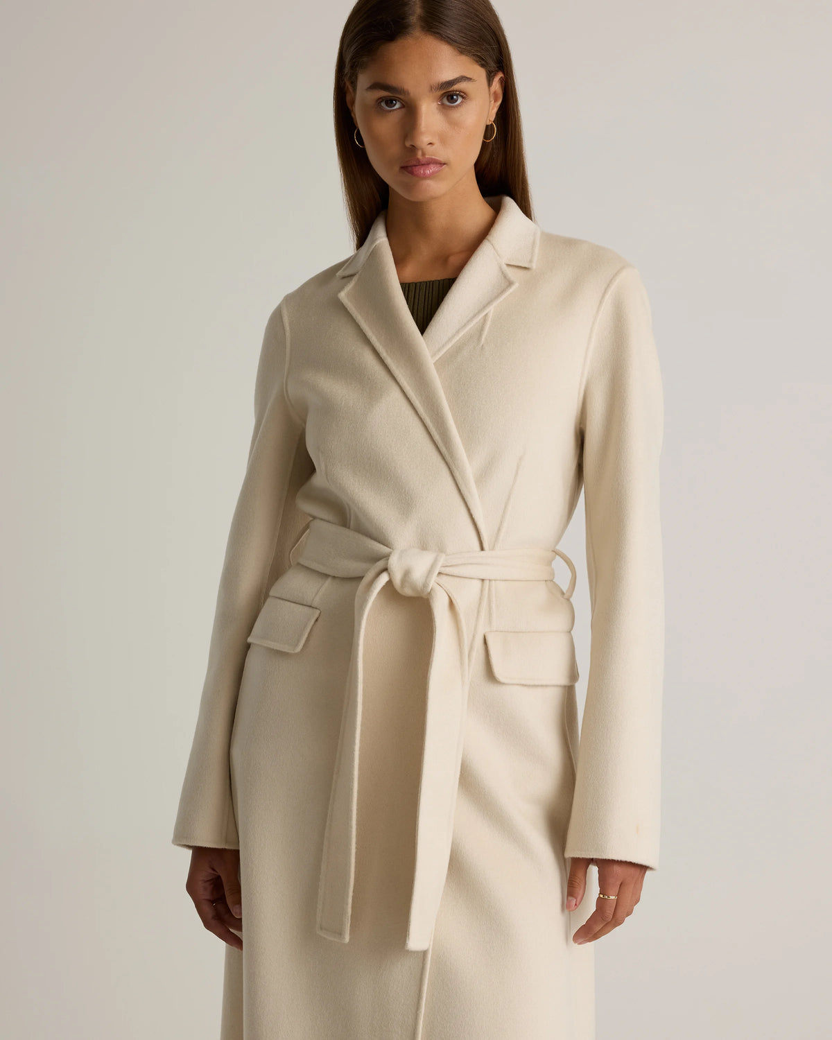 100% Mongolian Cashmere Double-Faced Wrap Coat - XS / Camel
