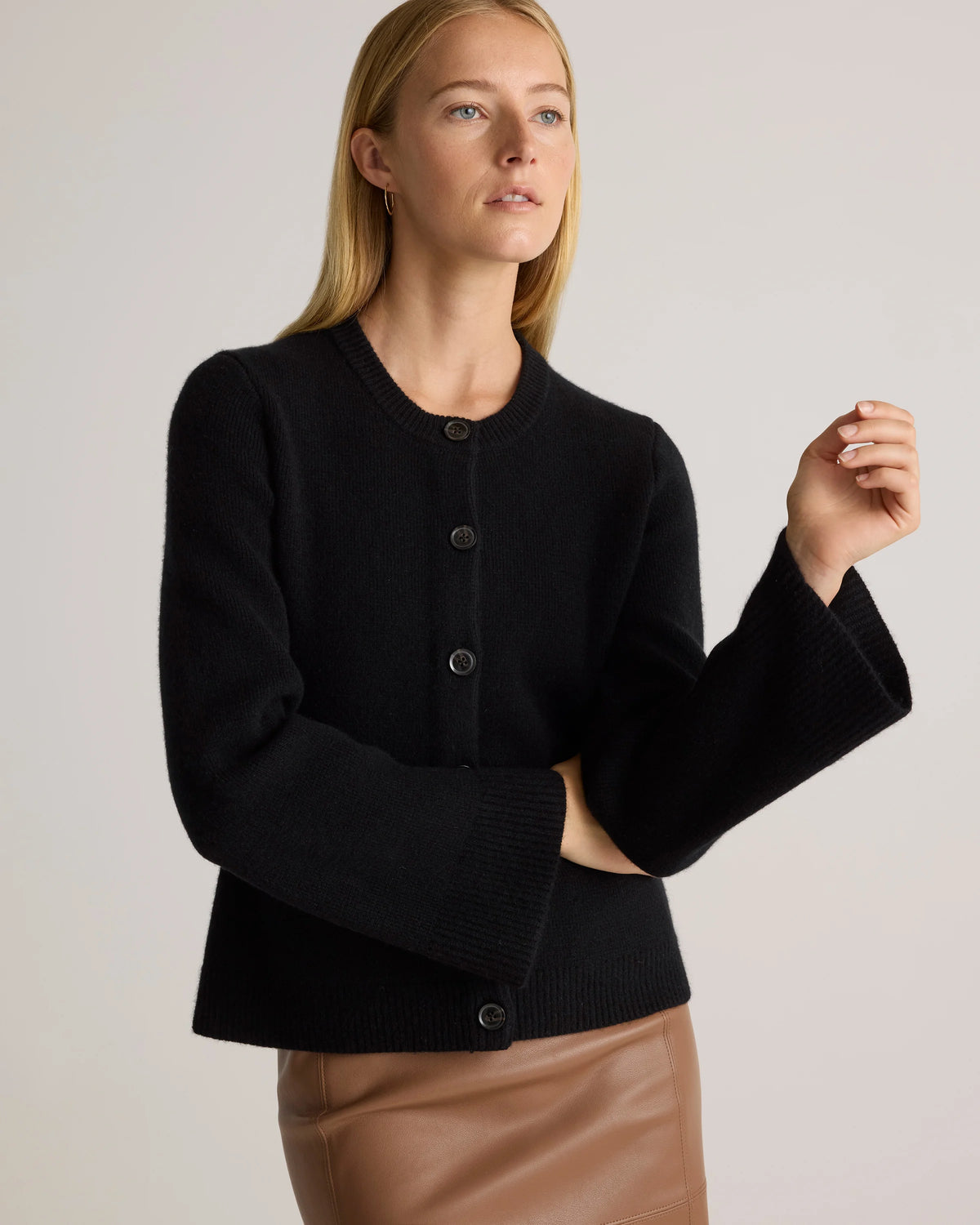 Mongolian Cashmere Structured Cardigan - XS / Oatmeal
