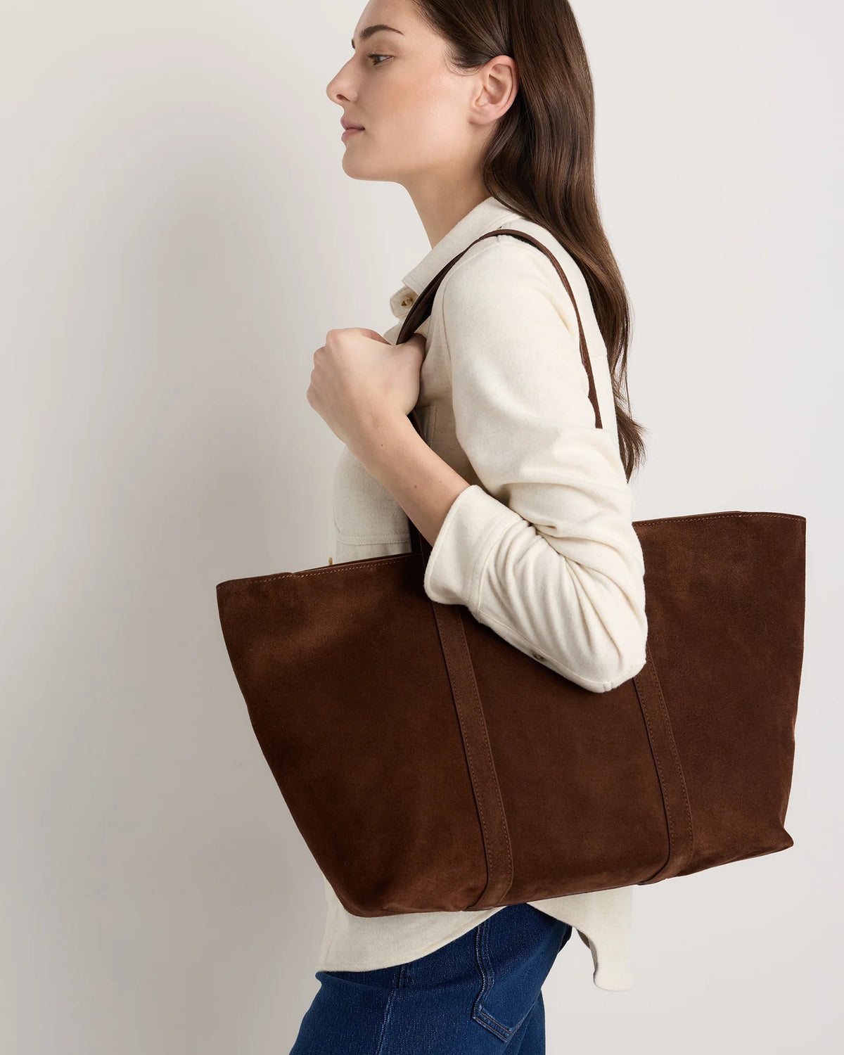 Italian Suede Everyday Tote - One Size / Whiskey