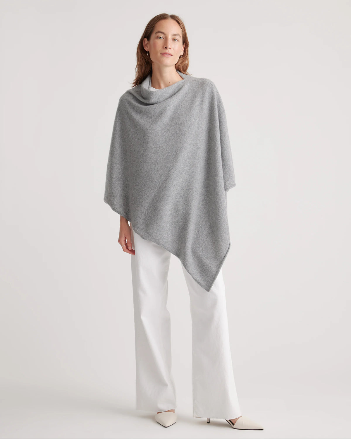 Mongolian Cashmere Poncho - One Size / Heather Grey