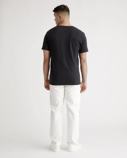 100% Organic Cotton Slub V-Neck Tee - S / Heather Grey