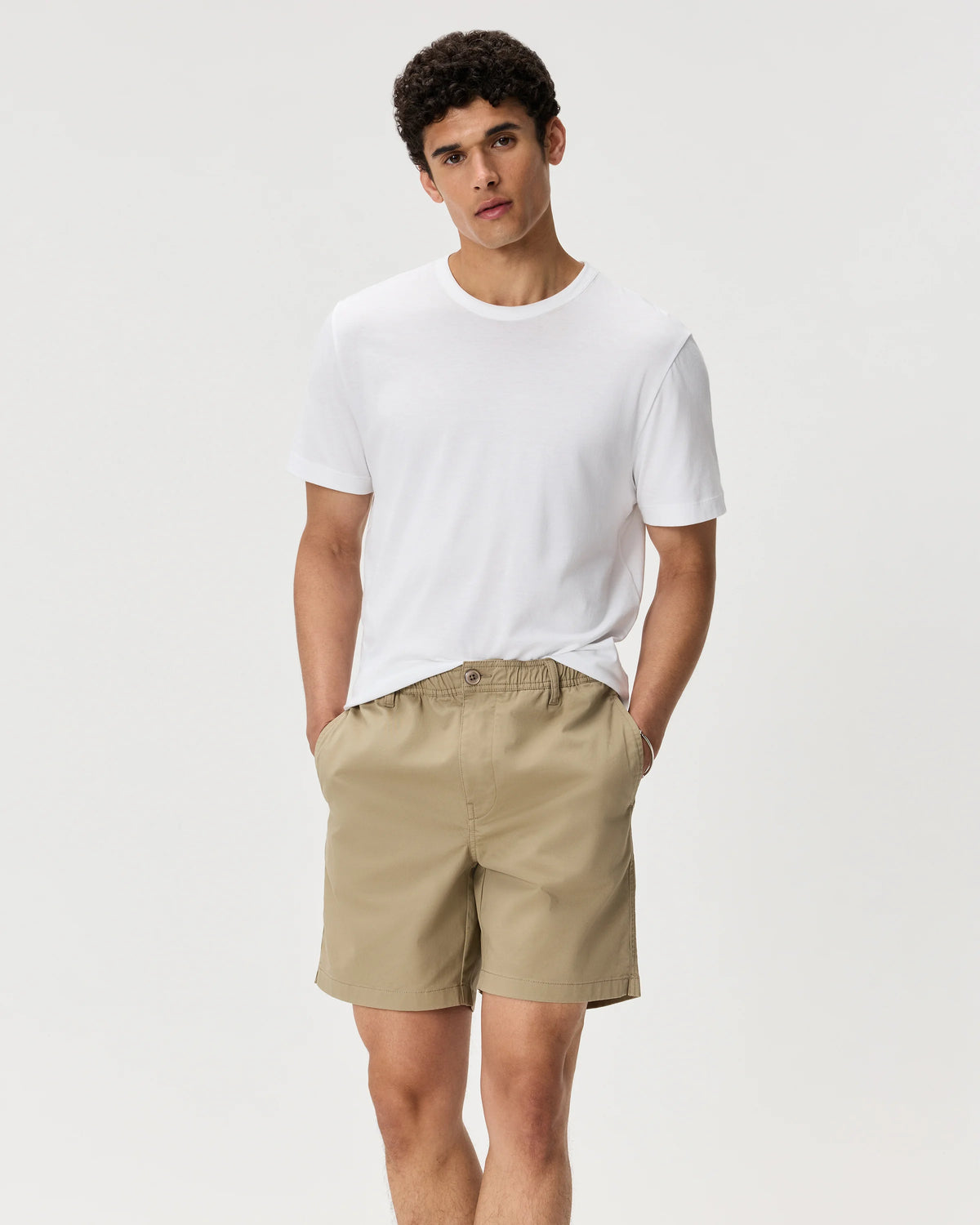 Organic Stretch Cotton Pull On Chino Shorts - 7" - XS / Sand Dune