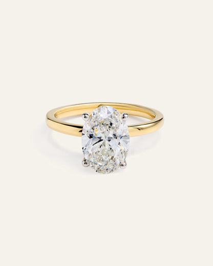 Lab Grown Diamond Oval Comfort Fit Engagement Ring - 3ct - 4 / Yellow Gold