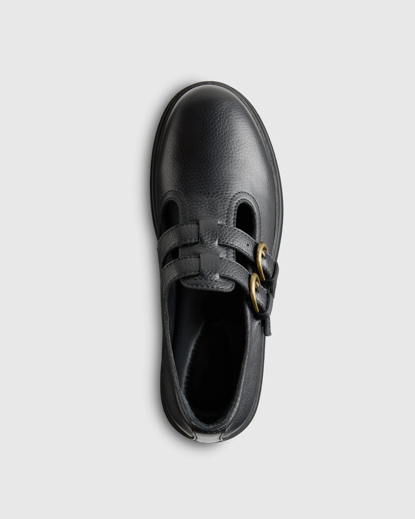 Italian Leather Lug Sole Mary Jane - 5 / Black