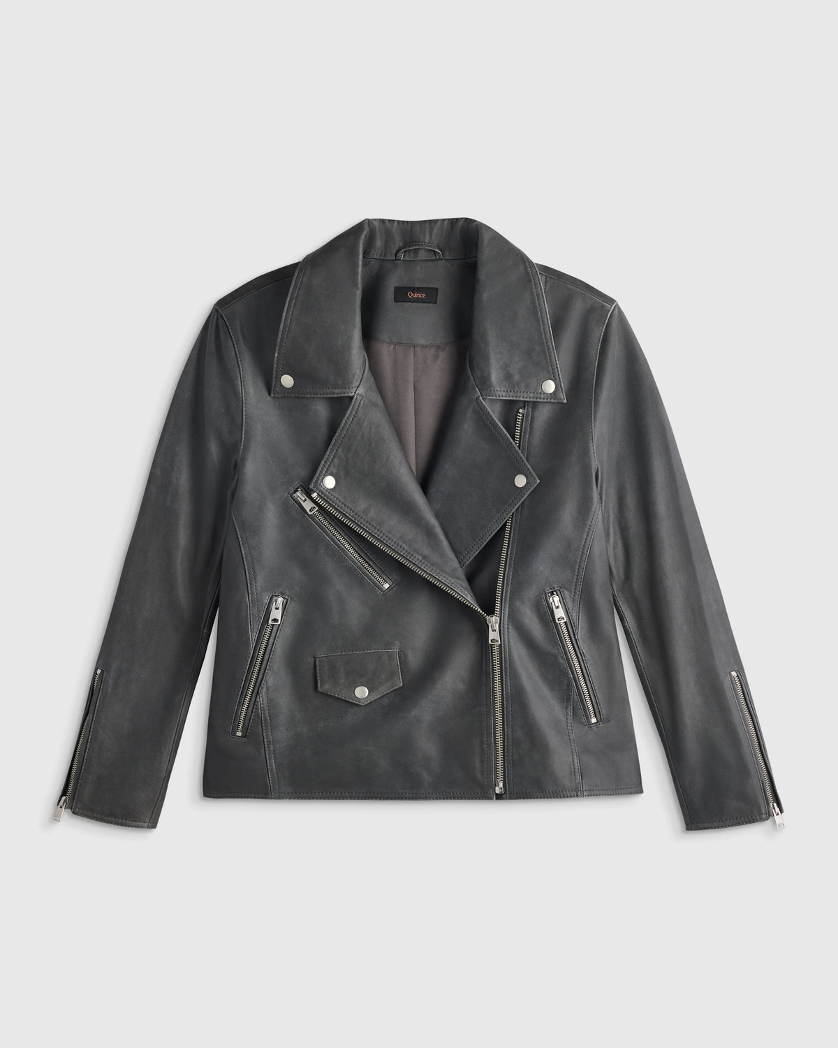 100% Leather Oversized Biker Jacket - XS / True Black