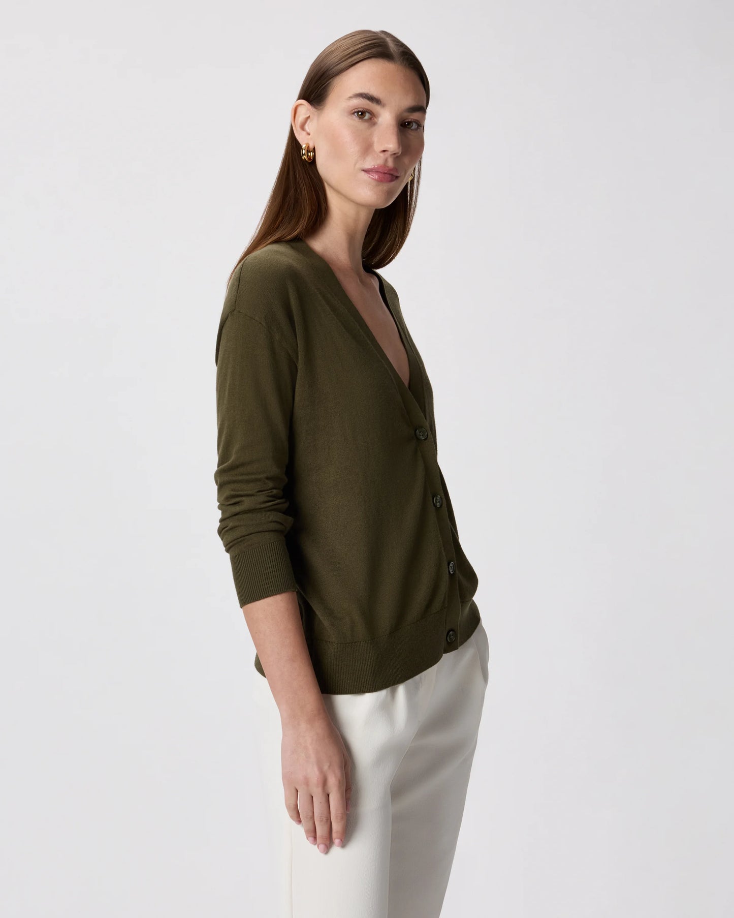 Lightweight Cotton Cashmere Cardigan - XS / Heather Oatmeal