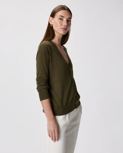Lightweight Cotton Cashmere Cardigan - XS / Heather Oatmeal