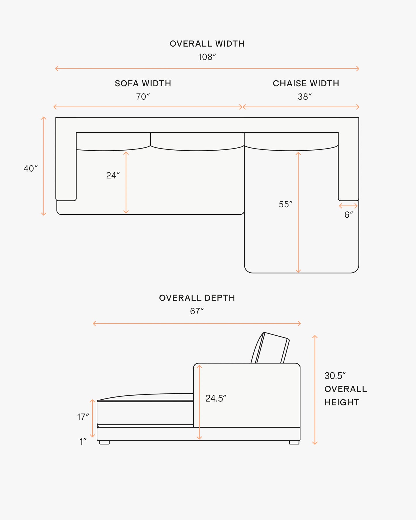 Sierra Curved Arm Chaise Sectional in Leather - Right Arm / Auburn