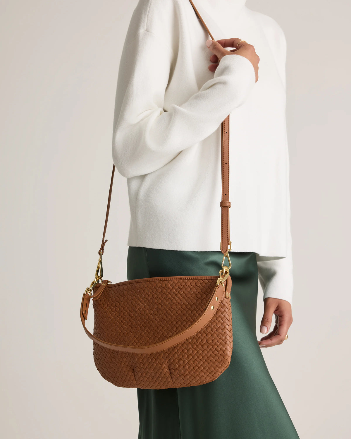 Sloane Handwoven Mini Shoulder Bag - One Size / Cognac
