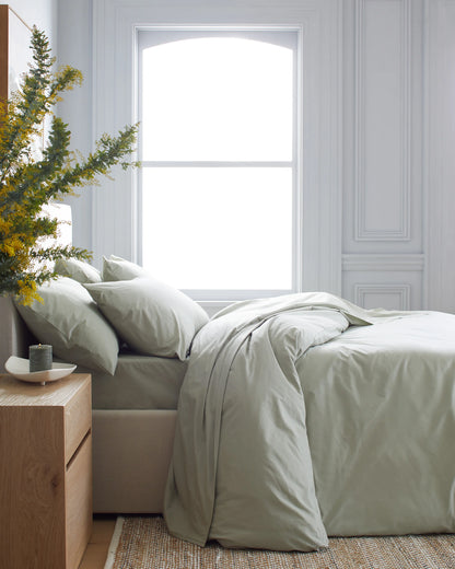 Organic Crisp Percale Duvet Cover - Twin / Ivory