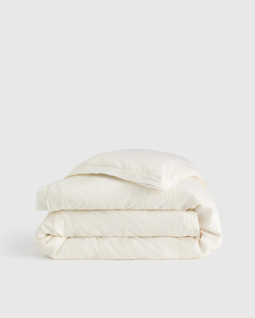 European Linen Double Flange Duvet Cover - Twin / Pine