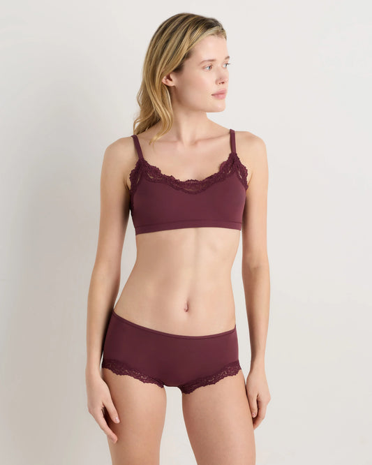 Second Skin Lace Boyshort (3-Pack) - XS / Barolo Burgundy